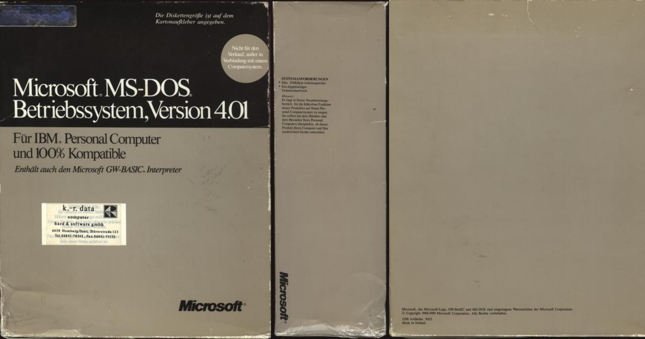 [28/07/2009] So sieht die Original-Verpackung von DOS 4.0 aus.