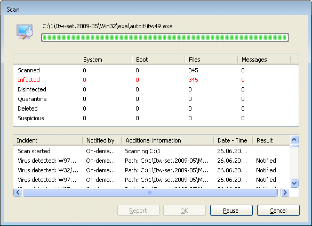 [01/07/2009] Panda Internet Security 2010. Hier: Windows XP Scan