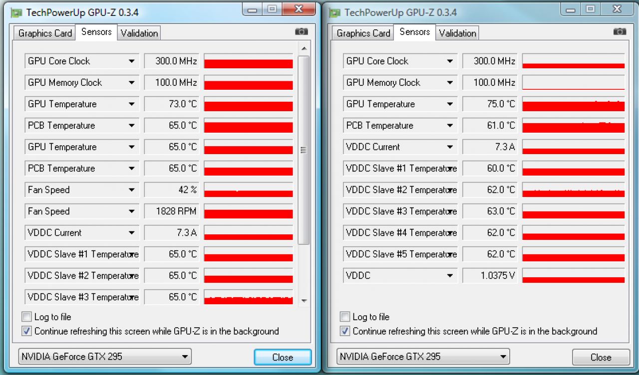 [31/08/2009] Asus Mars im Leerlauf: 75 Grad Celsius im Leerlauf bei beiden GPUs sind die Regel.