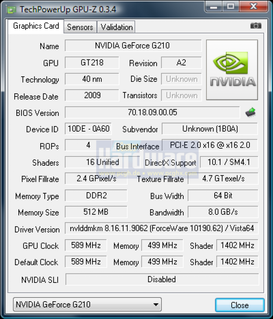 [31/08/2009] G210 GPU z 0.3.4
