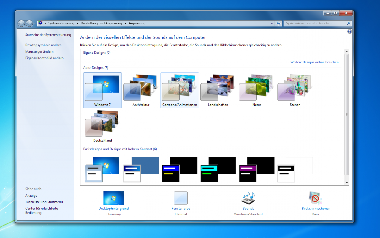 [19/08/2009] Windows 7 RTM: Die vorinstallierten Themen