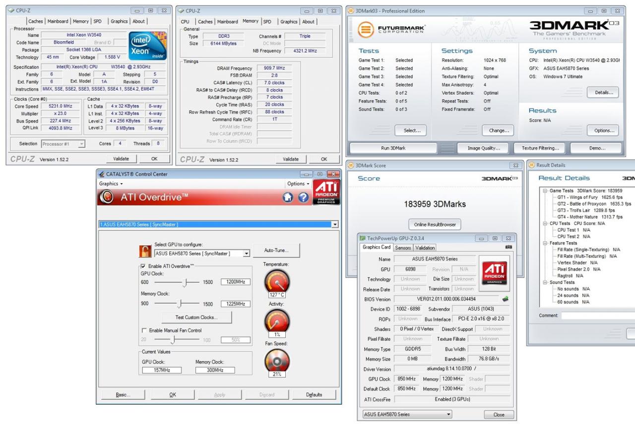 [07/10/2009] Neuer Weltrekord im 3DMark 03 mit drei Radeon HD 5870.
