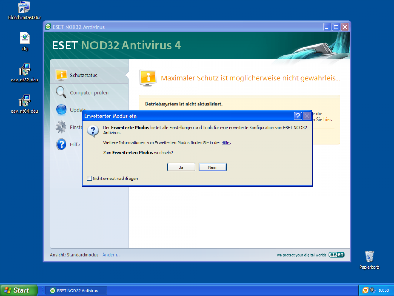 [27/10/2009] Eset NOD32 Antivirus 4 (Lizenzdatei (cfg.xml) nachträglich installieren): Aktivieren Sie die erweiterte Ansicht über 