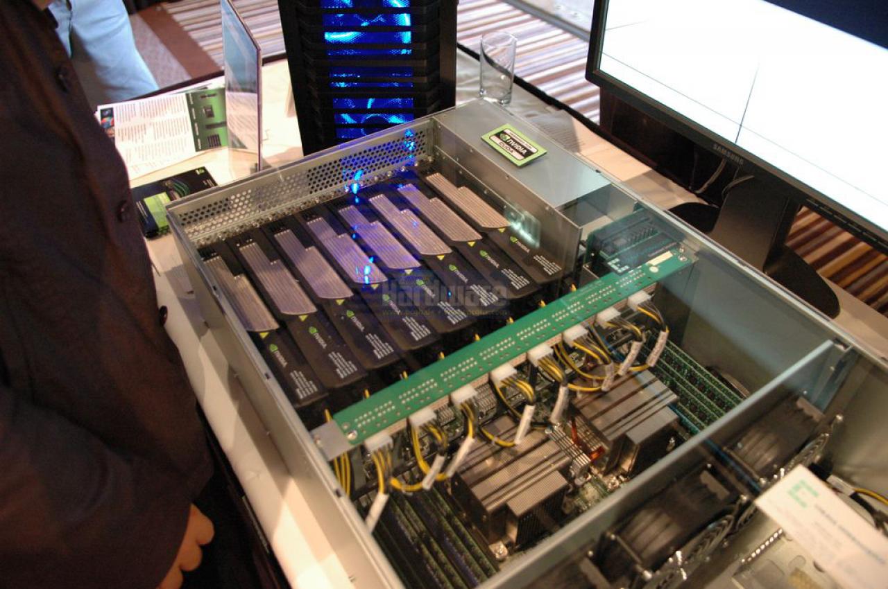 [04/10/2009] GPU Technology Conference 2009 Impressionen: 8-TFLOP-Rack mit acht Tesla C1060