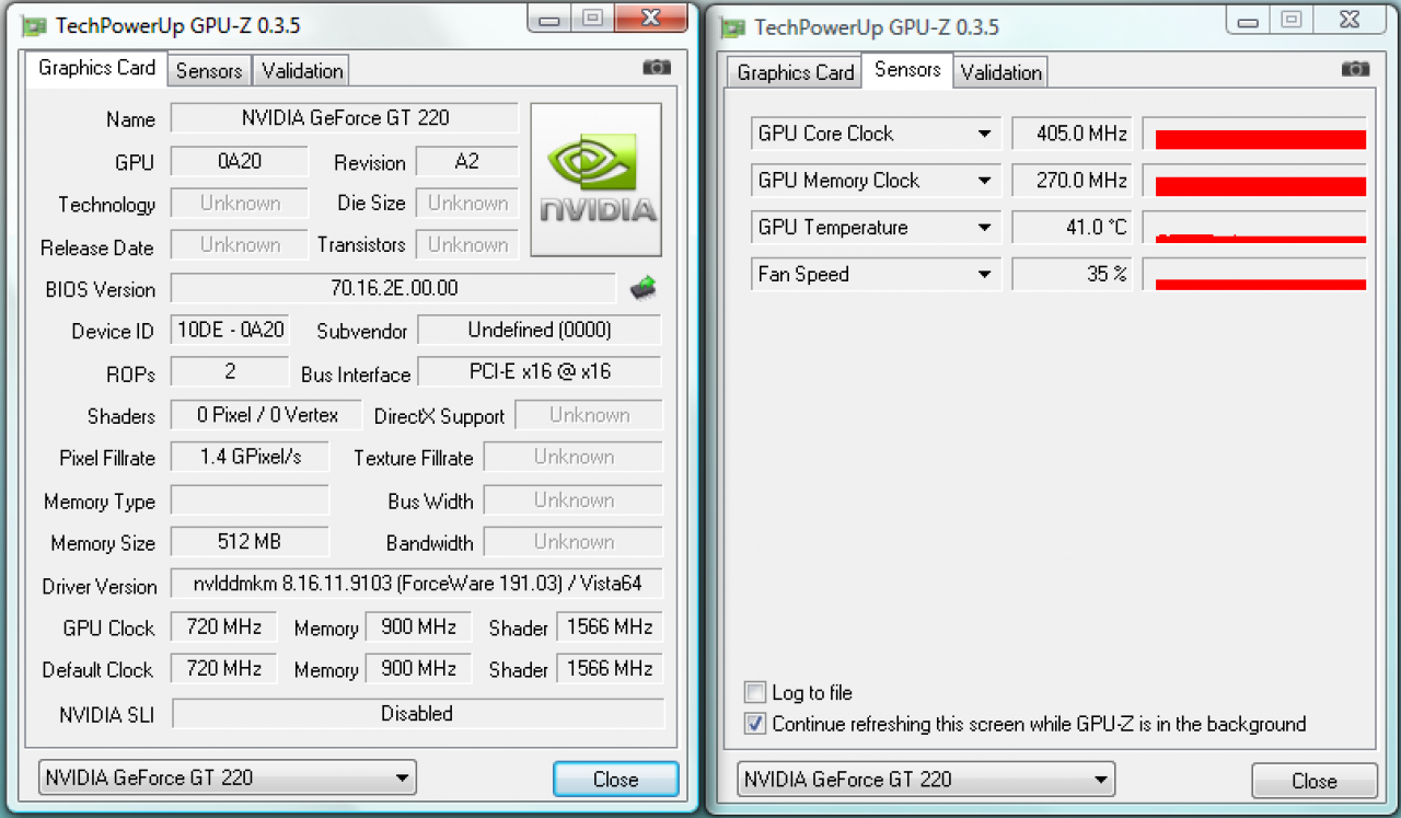 [08/10/2009] Geforce GT 220: GPU-Z erkennt die Karte noch nicht vollständig.