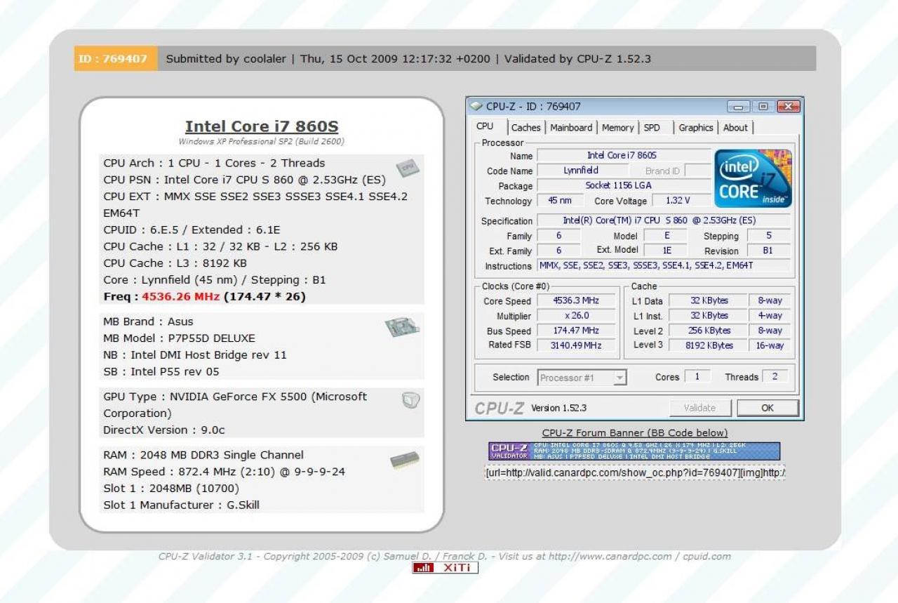 [21/10/2009] Übertaktungsergebnis von Coolaler: Intel Core i7-860S(2)