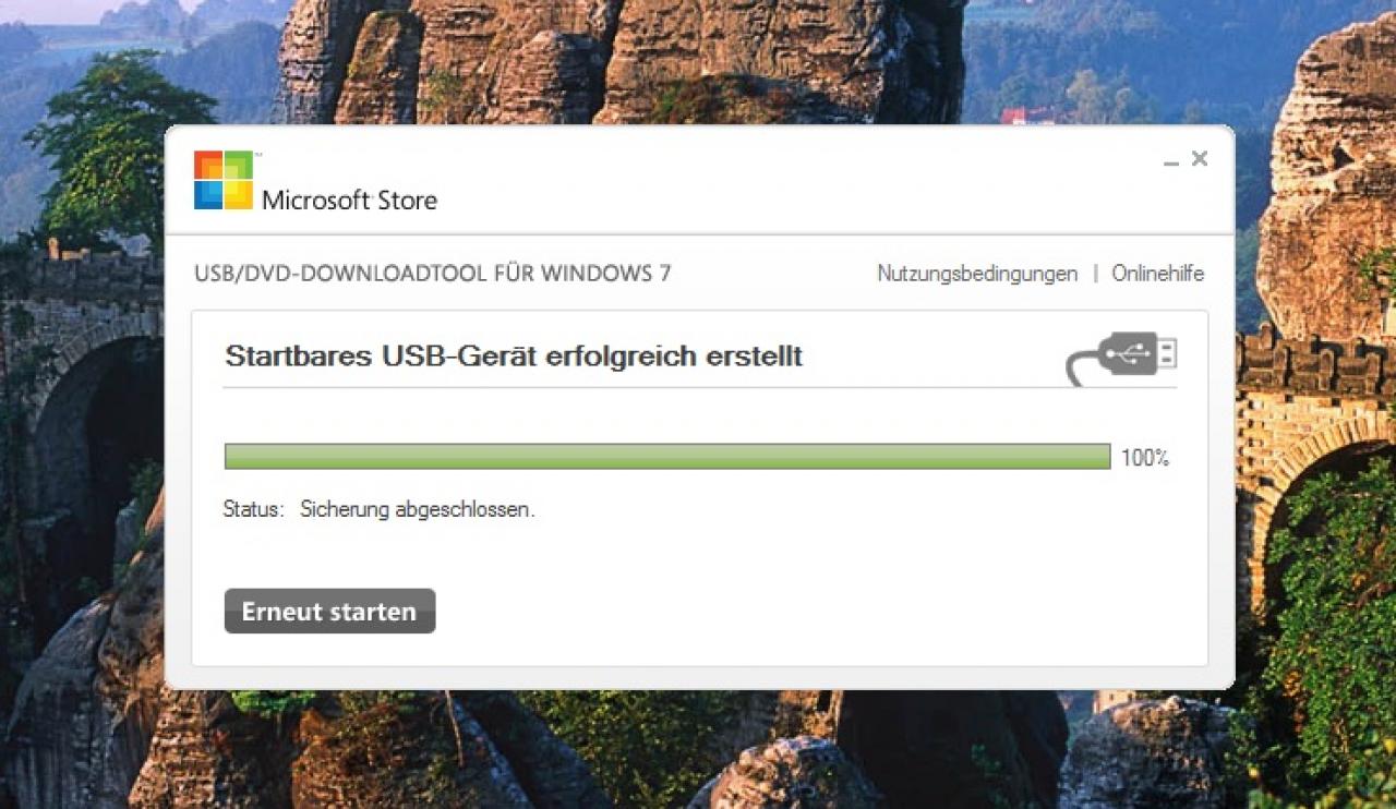 [25/10/2009] USB-Tool für Windows 7: Die Vorgang ist abgeschlossen ...