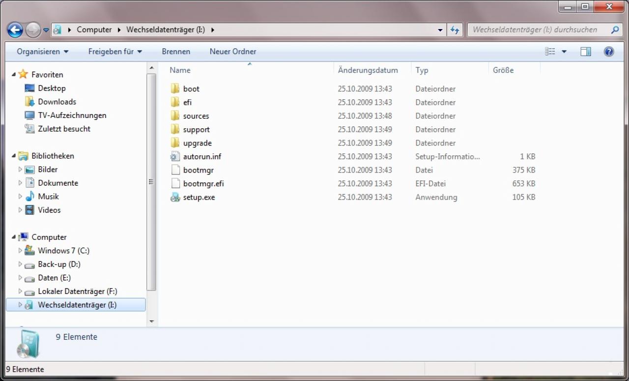[25/10/2009] USB-Tool für Windows 7: ... und alle Dateien befinden sich auf dem USB-Stick.