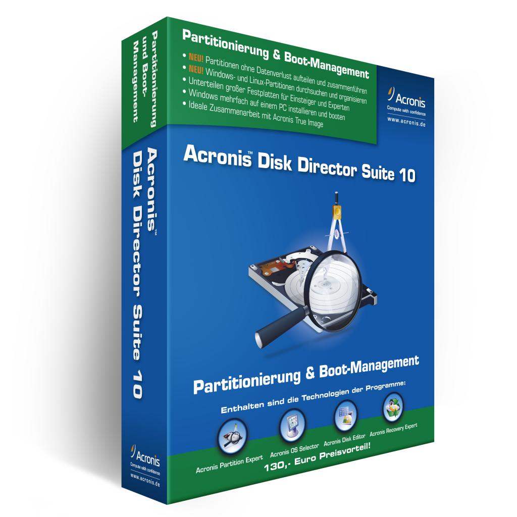 [23/10/2009] Acronis DiskDirectorSuite Version 10.0.2241: Diverse Probleme mit Funktionen, die in Verbindung mit einem Neustart des Betreibssystems stehen. 