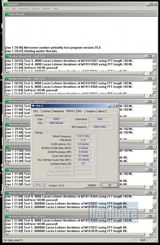 [13/11/2009] DDR3-2200 (1.100 MHz) dank Wasserkühlung bei 1,65 Volt.