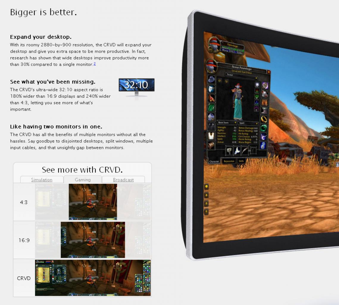 [24/11/2009] Ostendo CDM43: Gekrümmtes Gamer-LCD mit 2.880 x 900 Auflösung wird nicht mehr hergestellt. (5)