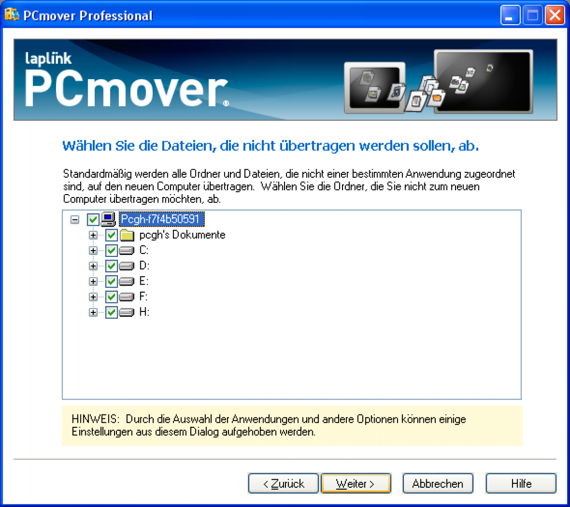 [03/11/2009] Umzugshilfe für Windows 7: Dateiauswahl 