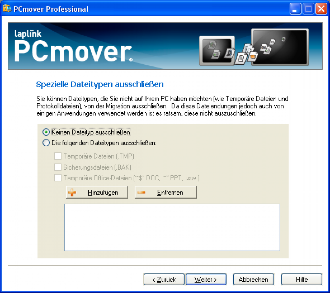 [03/11/2009] Umzugshilfe für Windows 7: Dateitypen ausschließen