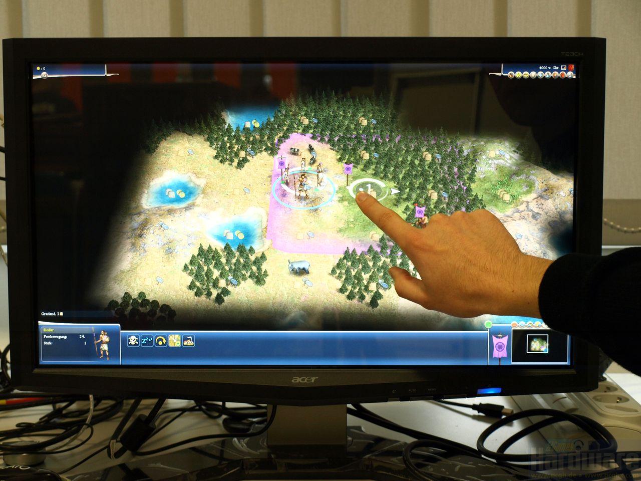 [12/11/2009] Windows-7-Multitouch auf dem Acer T230H: Civilization 4 - Einheit bewegen