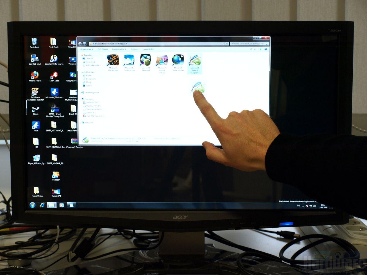[12/11/2009] Windows-7-Multitouch auf dem Acer T230H: Symbol verschieben