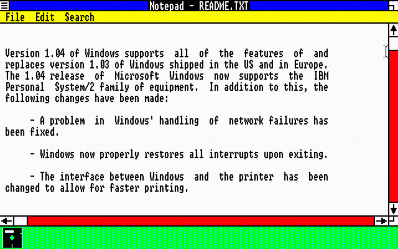 [10/11/2009] Windows 1: Notepad