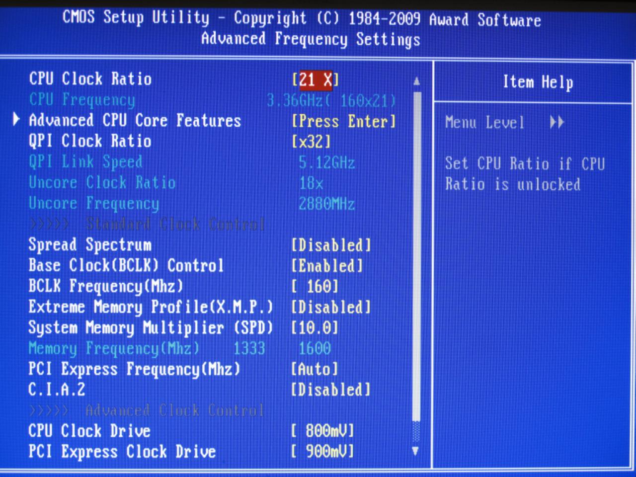 [29/12/2009] Verwendete BIOS-Einstellungen bei Gigabyte P55A-UD6 (3)