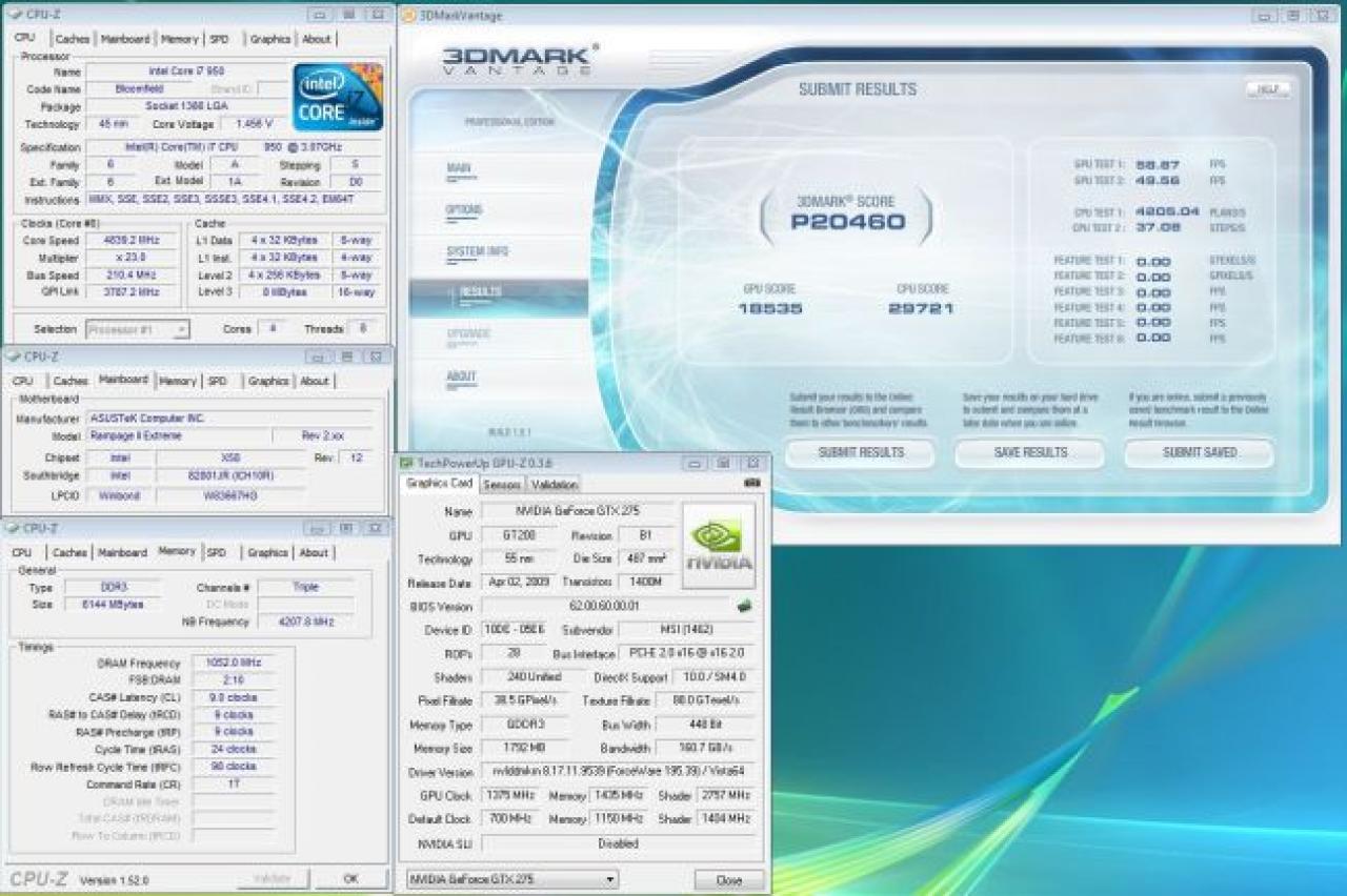 [04/01/2010] Beweis-Screenshot des Nvidia-Single-GPU-Weltrekords im 3D Mark Vantage Performance-Test