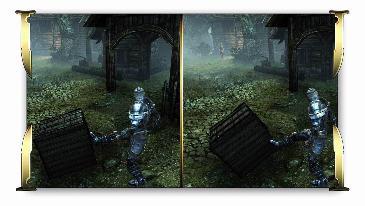 [11/01/2010] Two Worlds 2: Im Vergleich zum Vorgänger ist die Spielwelt von Two Worlds 2 viel interaktiver. So kann der Spieler Gegenstände wie Kisten als Waffe gegen Kontrahenten anwenden. 