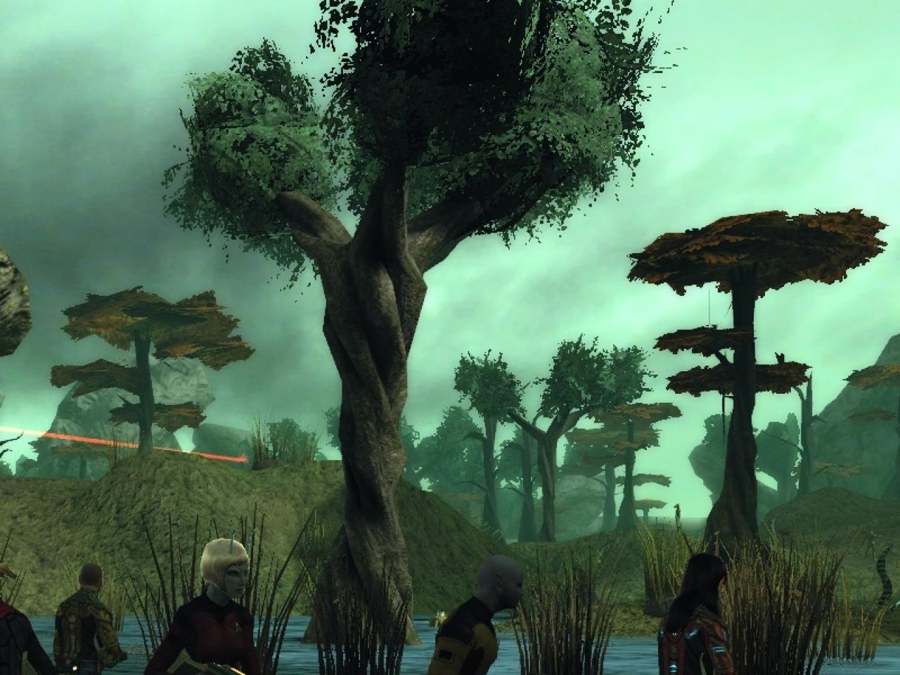 [05/02/2010] Star Trek Online: Grafik-Flop - Baumkronen bestehen meist nur aus ineinander geschobenen Texturen - WoW lässt grüßen.