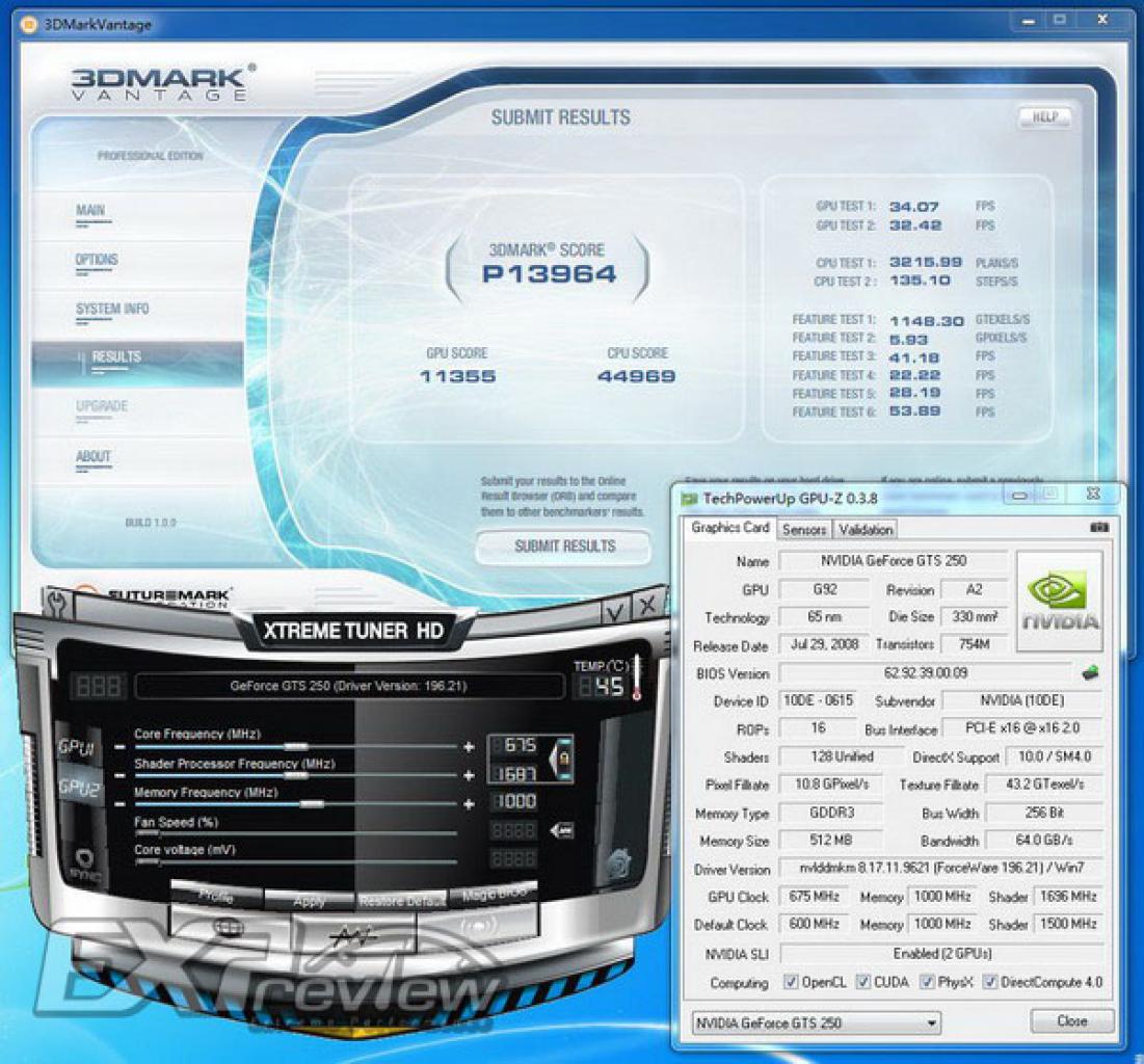 [01/02/2010] Peek-Review mit 3D Mark Vantage: Punktestand einer vorläufigen Dual-GPU-Geforce-GTS-250 von Galaxy