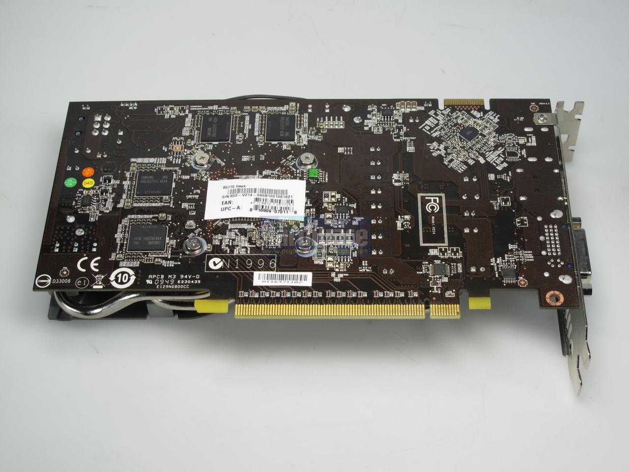 [04/02/2010] MSI Radeon HD 5770 Hawk: die Rückseite ist ebenfalls mit Speicher bestückt – ohne Kühlung
