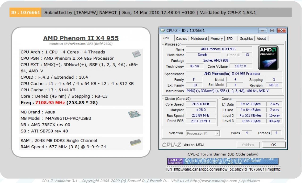 [16/03/2010] Phenom II 955 BE @ 7.108,95 MHz (1)