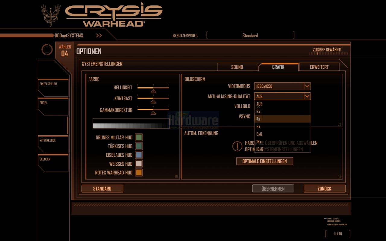 [25/03/2010] Crysis Warhead AA-Modi: 32x CSAA muss via Treiber aktiviert werden