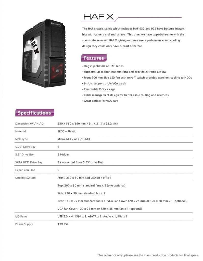 [05/03/2010] Cooler Master HAF-X: Die vorläufigen Spezifikationen