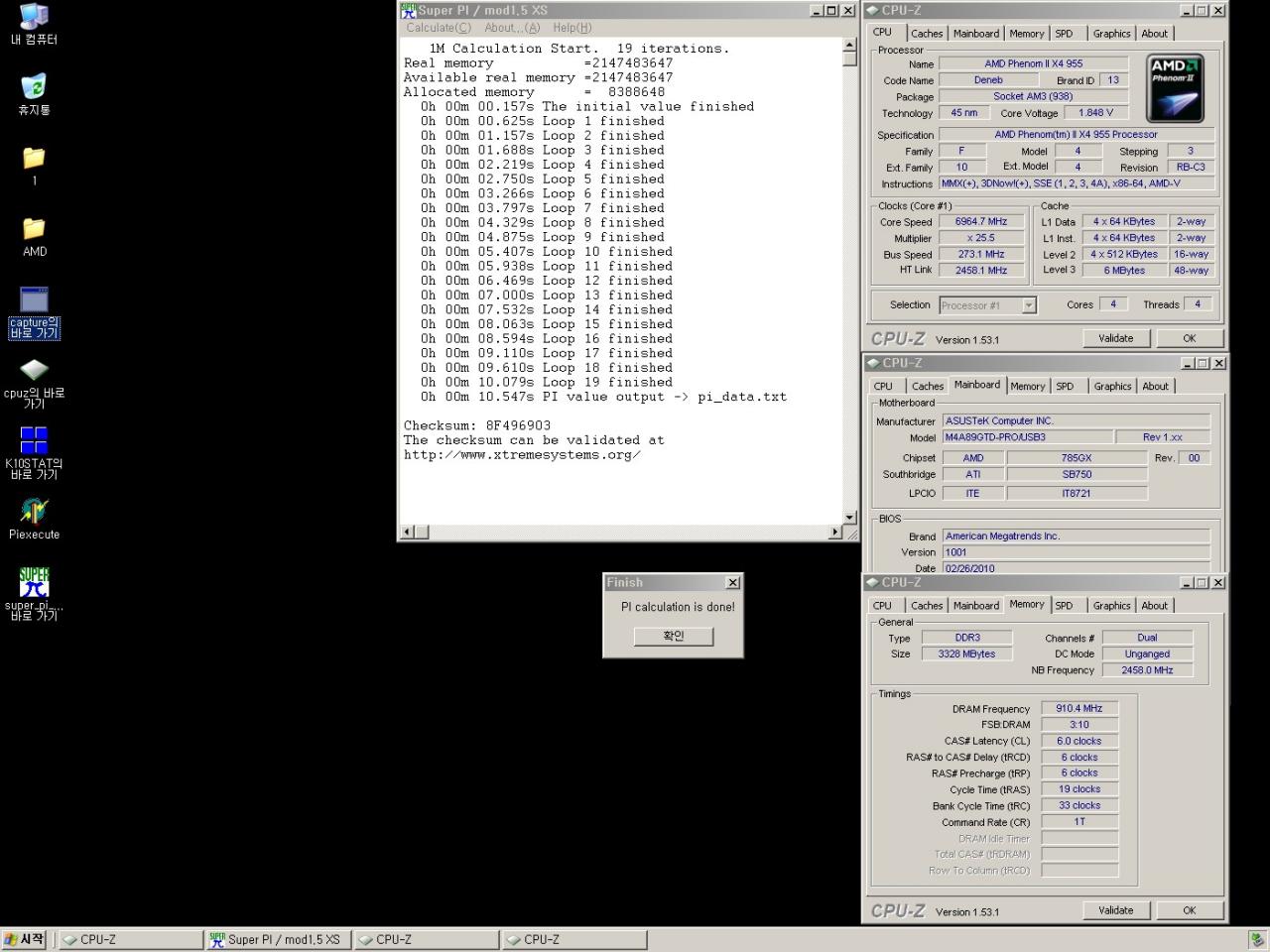 [17/03/2010] Super Pi 1M @ 6.965 MHz