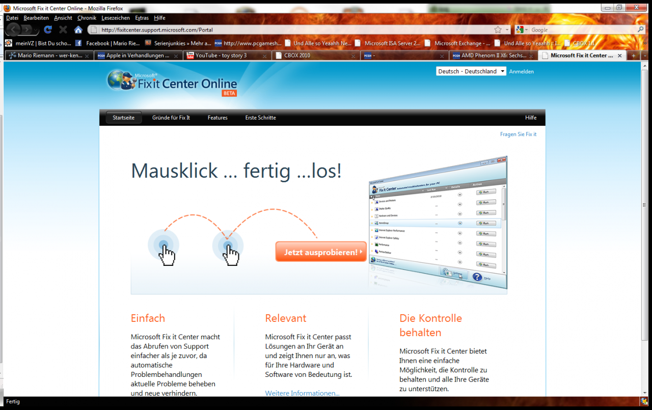 [18/04/2010] Microsoft Fix It Center soll automatisch Probleme finden und beheben. (4)