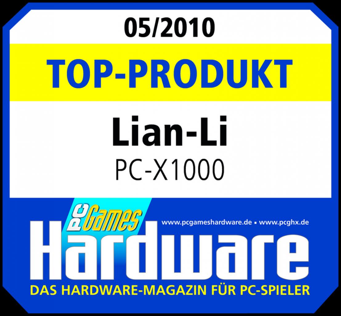 [21/04/2010] Das Lian-Li PC-X1000 erhielt in Ausgabe 05/2010 einen -PCGH-Top-Produkt-Award.