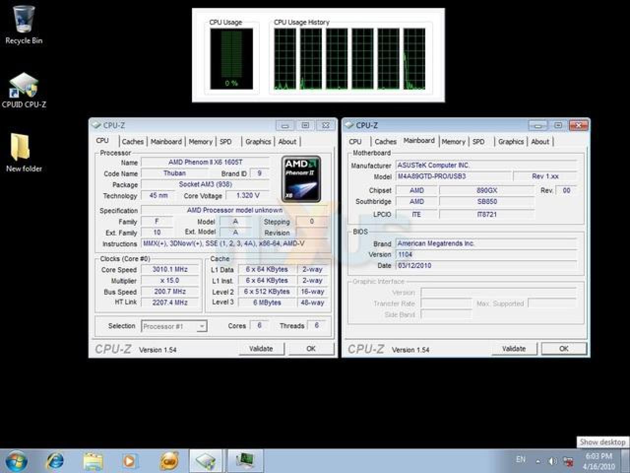 [16/04/2010] Ein frühes Sample des AMD Phenom II X4 960T mit Freischaltung zum Hexa-Core