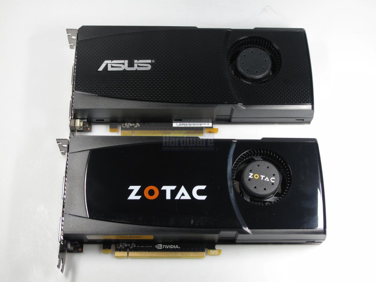[27/05/2010] Oben: Geforce GTX 465, unten die GTX 470