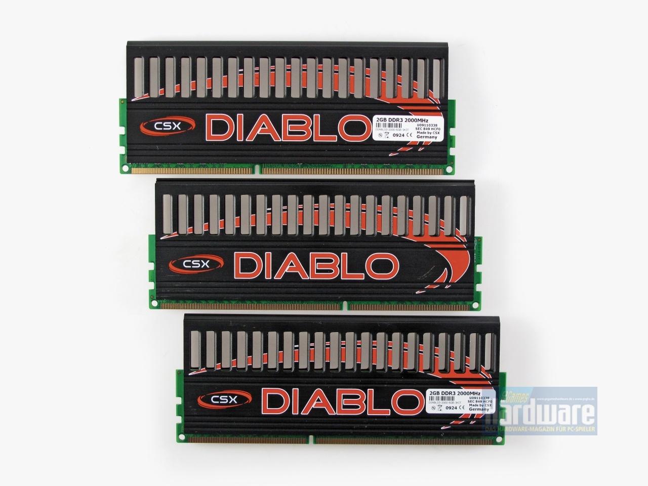 [20/05/2010] Compustocx CSX Diablo DIABLO3-2000-6GB-3KIT: Bei einem so hohen Kühler hat der Hersteller natürlich genug Platz um den Produktnamen groß abzubilden.