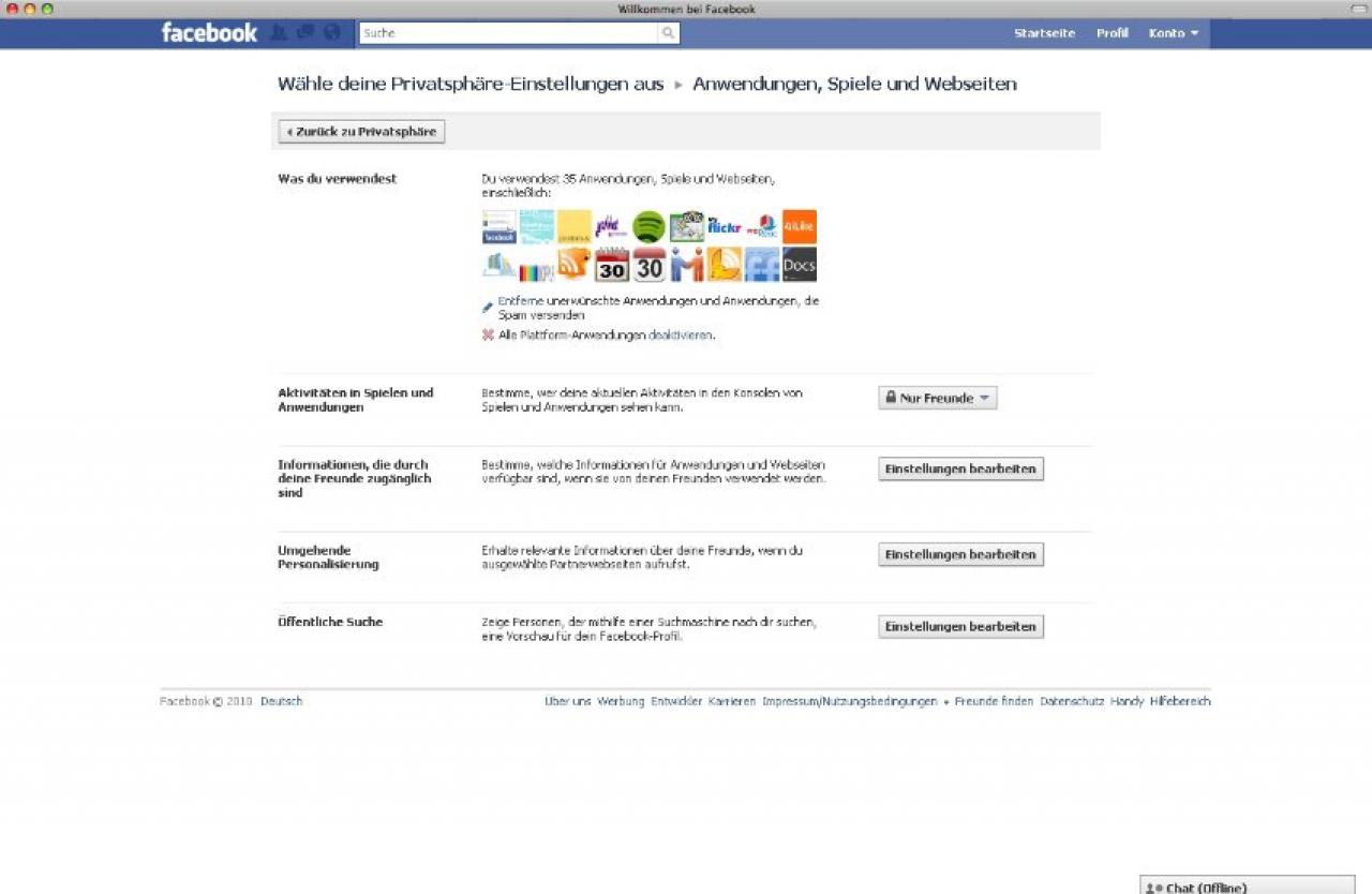 [31/05/2010] Facebook: Anwendungen, Spiele und Webseiten