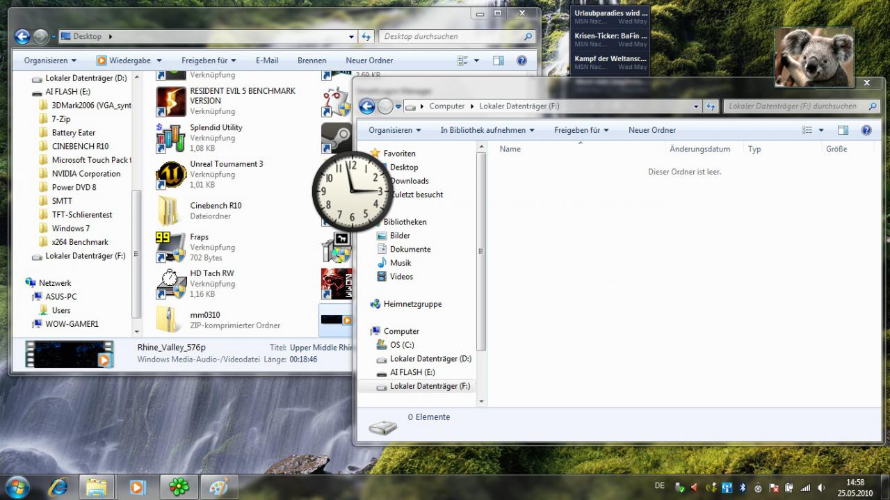 [25/05/2010] Minianwendungen können unter Windows 7 frei auf dem Desktop platziert werden. Der Nachteil ist allerdings, dass sie dann auch von Fenstern verdeckt werden können. Mit Windows-Taste plus 