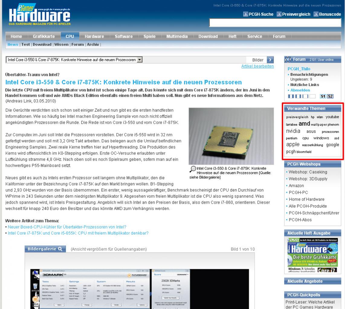 [03/05/2010] Die verwandten Themen in Artikeln bei PC Games Hardware