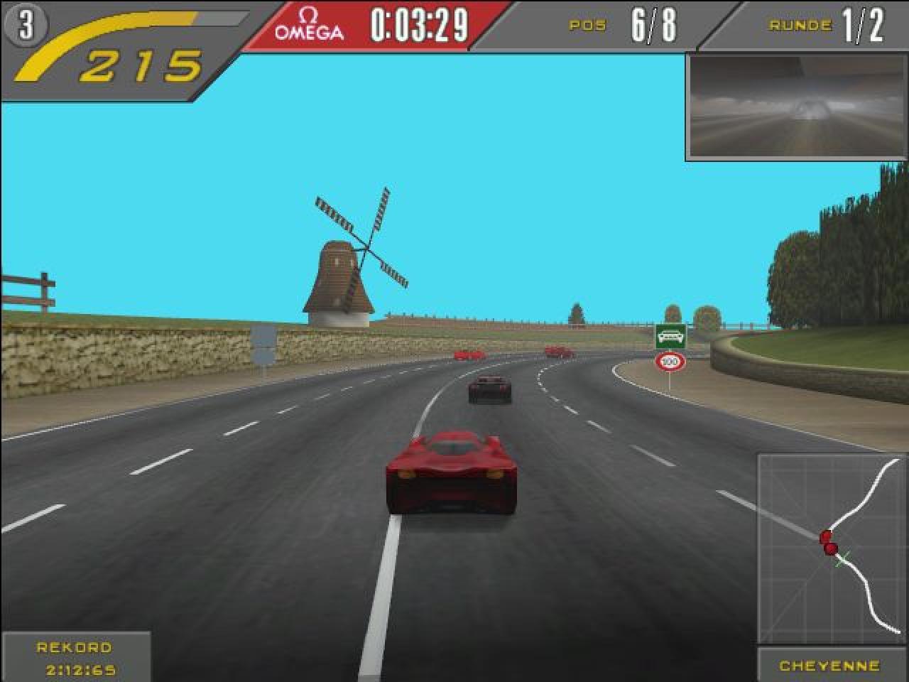 [03/05/2010] Need for Speed II SE: Die Special Edition aus dem Jahre 1997 bot zum ersten Mal Hardwarebeschleunigung für 3dfx-Karten. Vorteil unter anderem: Lensflare-Effekte (hier nicht zu sehen).