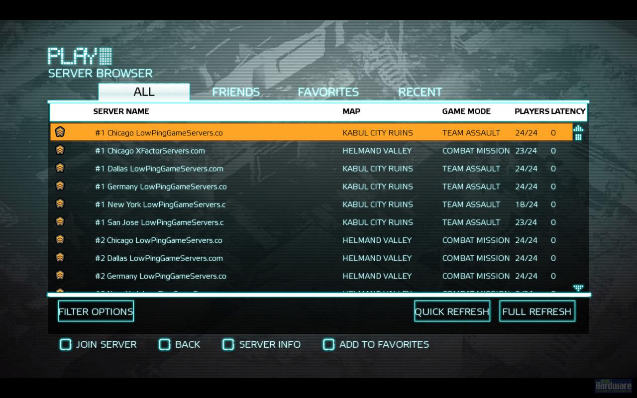 [20/06/2010] Medal of Honor MP-Beta: Der Server-Browser