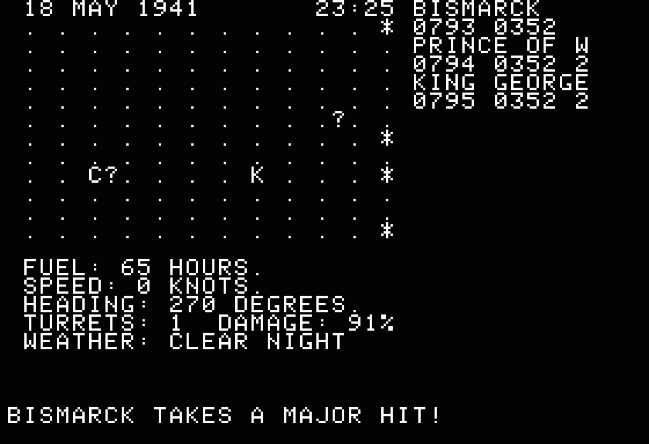 [07/06/2010] 1980 - North Atlantic Convoy Raider: Das erste, uns bekannte, namentlich erwähnte WW2-Spiel. Als Kapitän der Bismarck entschlüsseln Sie die kryptischen Spieleinformationen.