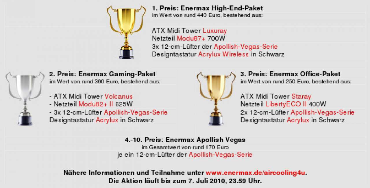 [16/06/2010] Erneut startet Enermax ein Gewinnspiel anlässlich des 20. Jubiläums (1)