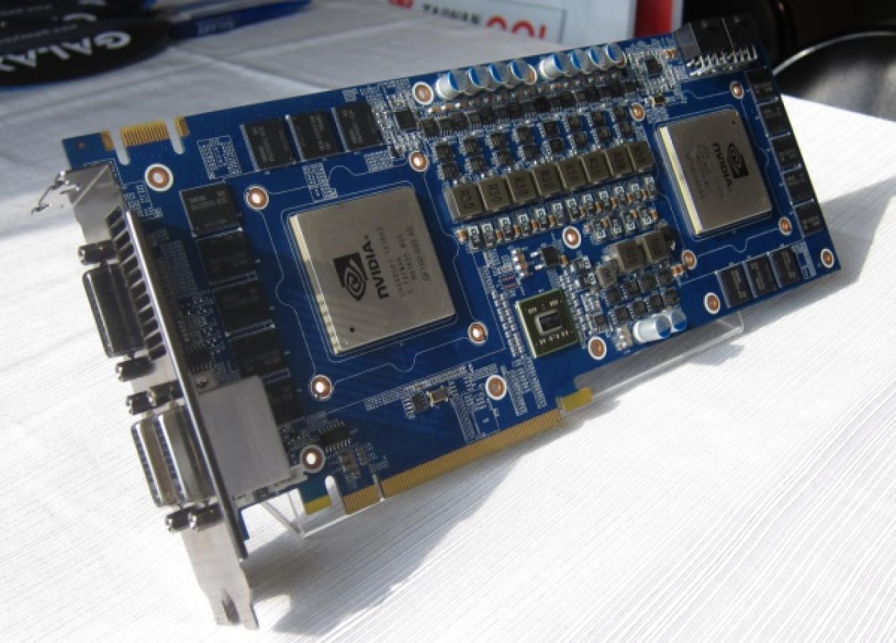[02/06/2010] Dual-Geforce-GTX-470 auf der Computex: Galaxy zeigt Karte mit zwei GF100-GPUs (2)