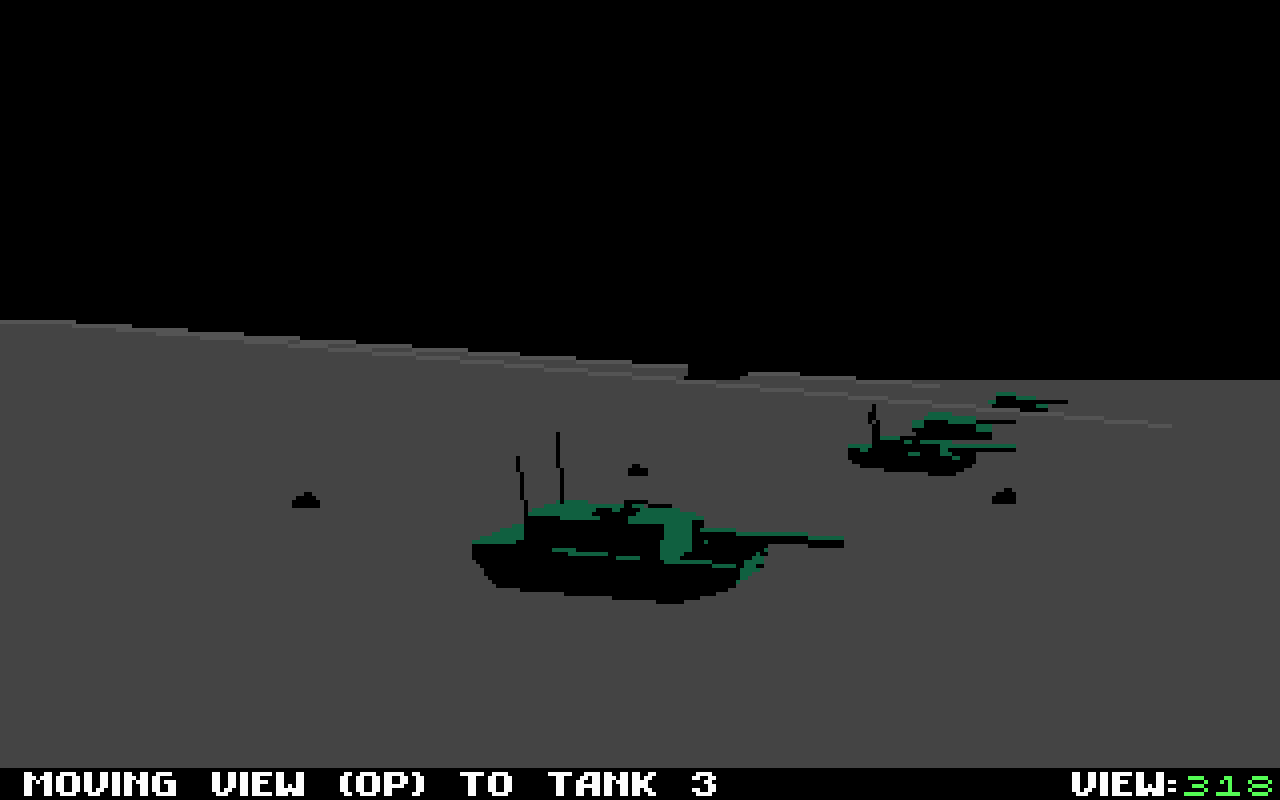[08/07/2010] 1989: M1 Tank Platoon - Erste Versuche mit Pseudo-3D-Grafik liefern die oben gezeigten Ergebnisse. M1 beeindruckte am meisten.