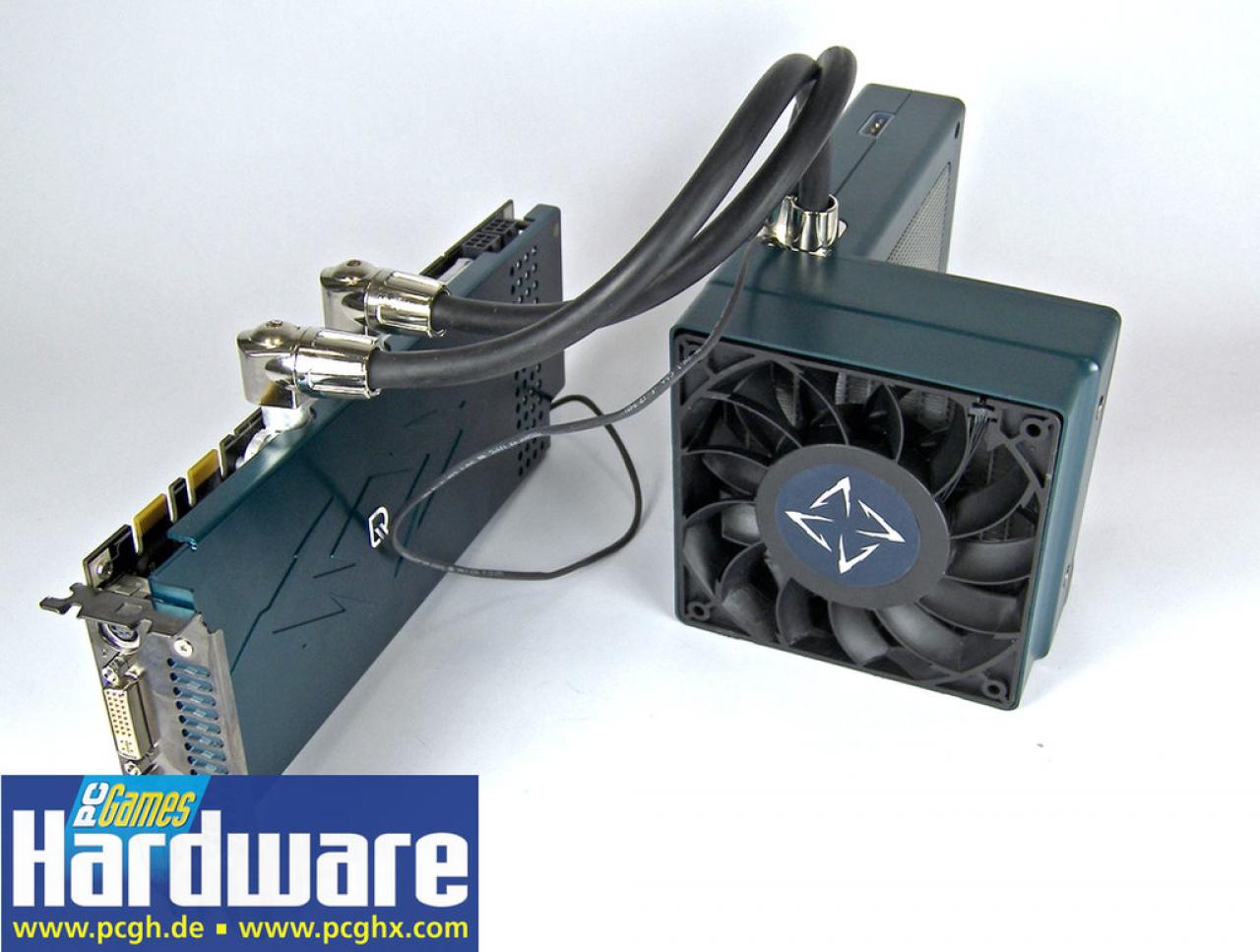 [01/07/2010] Die wohl schnellste Geforce 8800 Ultra kam von Leadtek: Das Leviathan-Modell bot einen Fullcover-Wasserkühler samt Ausgleichsbehälter, Pumpe und Radiator. Leise war das ganze mit dem Standard-Lüfter leider nicht.