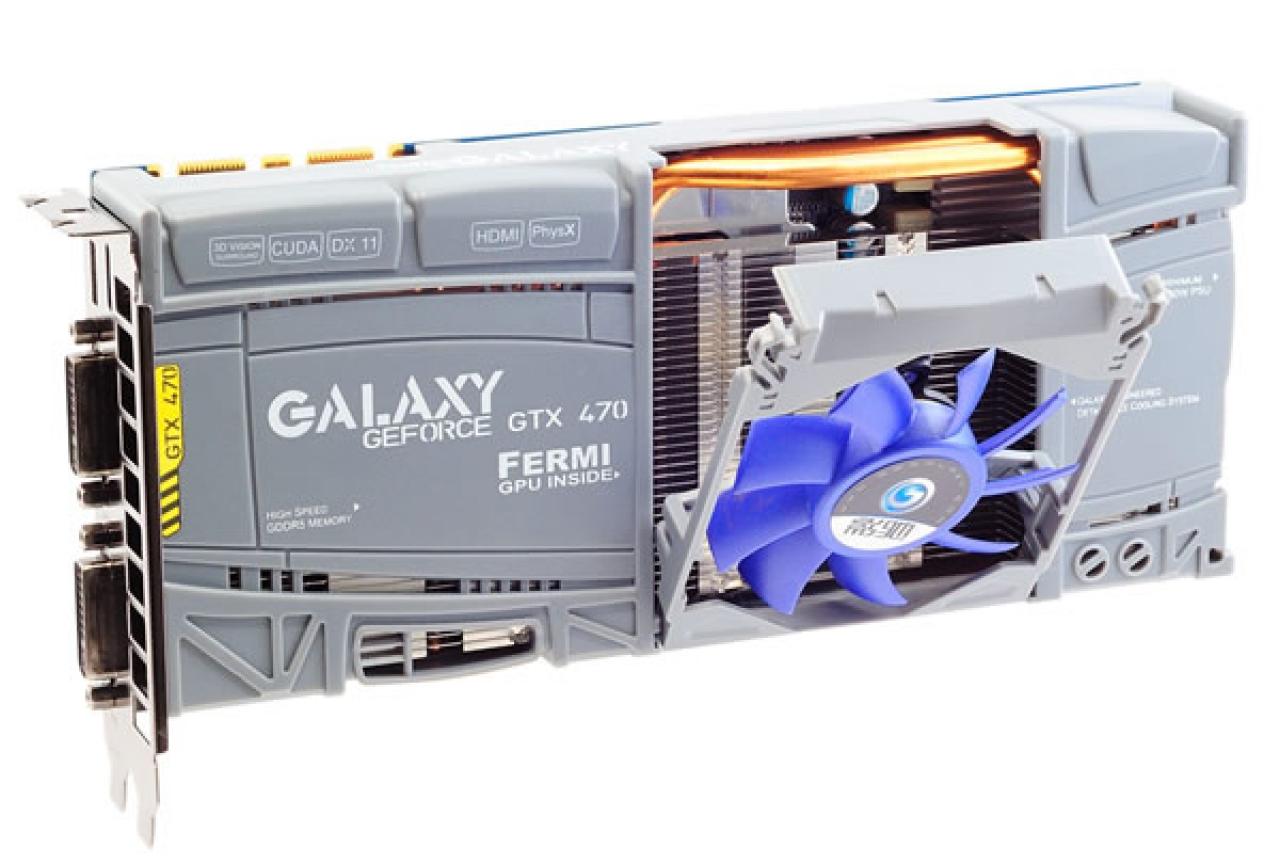 [10/07/2010] Galaxy Geforce GTX 470 Silver Warship: Der Lüfter lässt sich zur leichteren Reinigung problemlos demontieren. Ein Kuriosum.