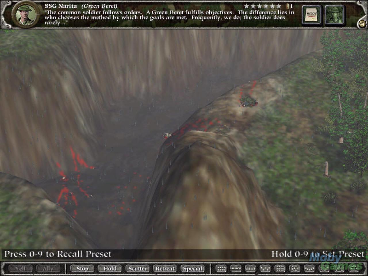 [17/08/2010] Green Berets: Diese hässliche Grafik ist eine Total-Conversion von Myth II. Nur müssen Sie hier in den Vietnamkrieg. Immerhin ist ein Lveleditor an Bord und die Myth-Spielmachanik war nicht die schlechteste.