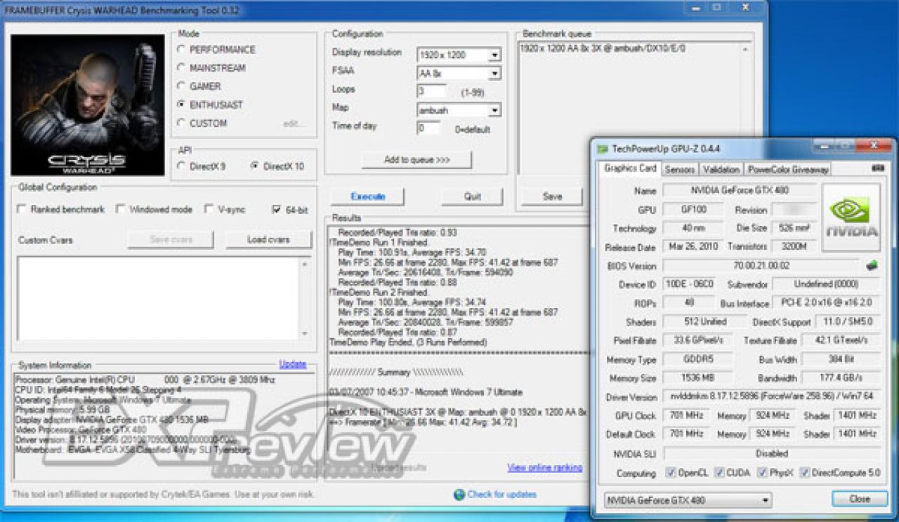 [07/08/2010] Geforce GTX 480 mit vollen 512 ALUs: mehr Benchmarks (5)
