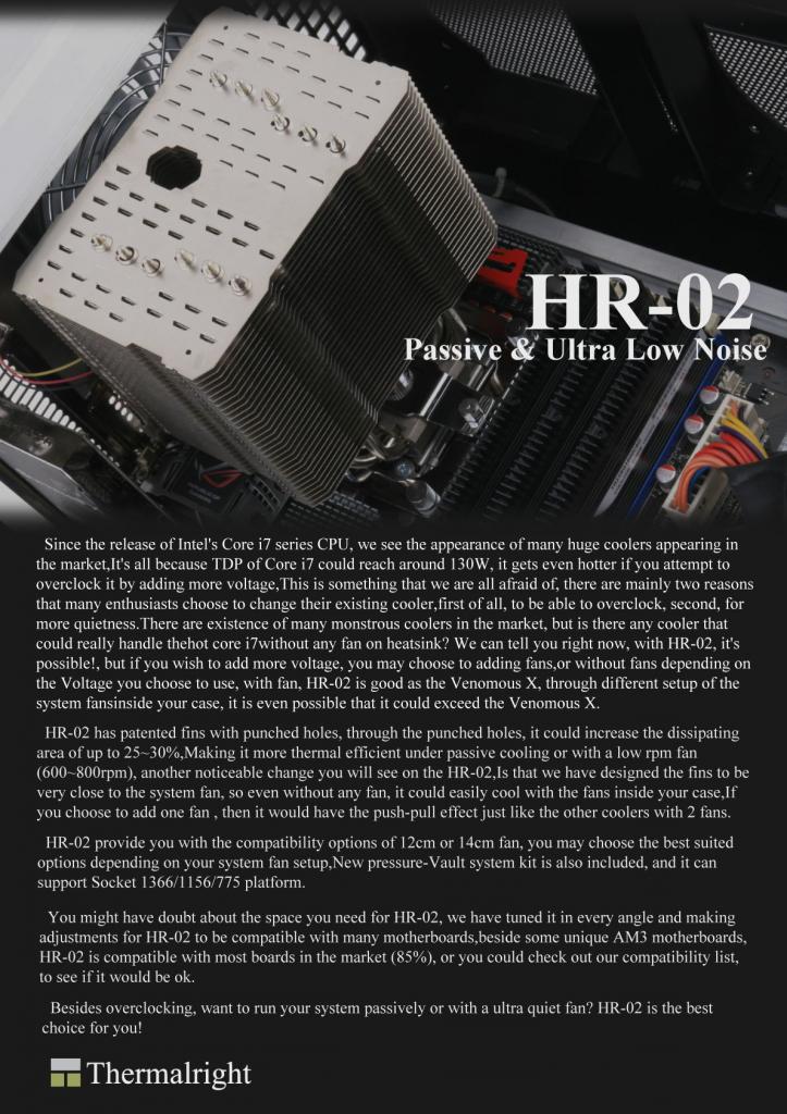 [03/08/2010] Offizielle Pressemitteilung zum Thermalright HR-02