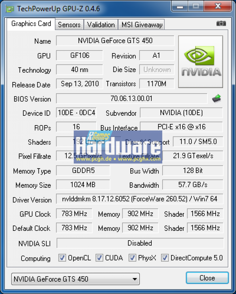 [10/09/2010] GPU-z-1 GTS 450 260.52